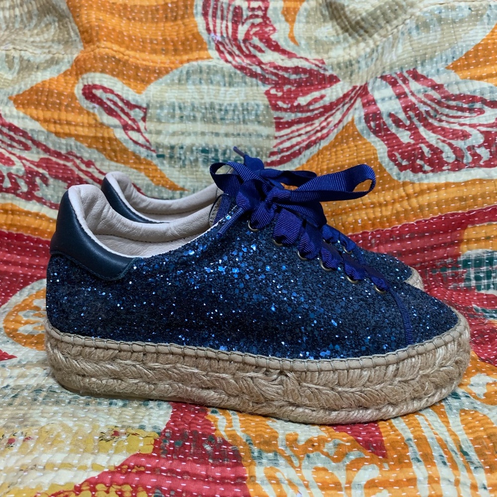 The Shoe Box Glitter Platform Espadrilles Sneakers